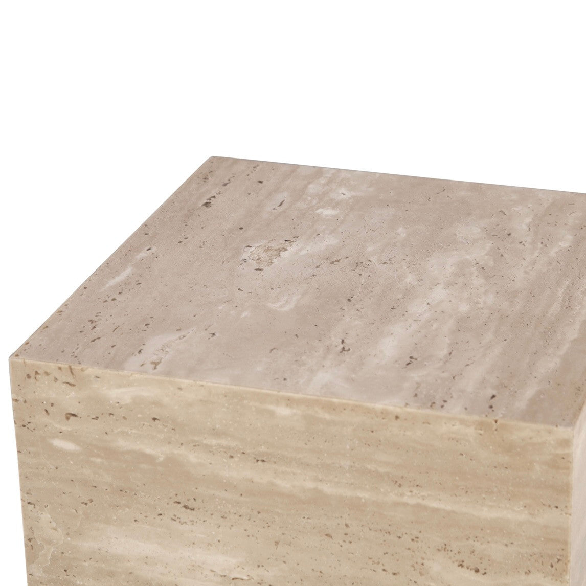 Nile 18" Drum Side Table in Travertine Stone