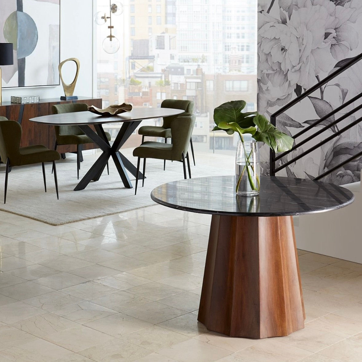 Willow 47" Black Marble Dining Table