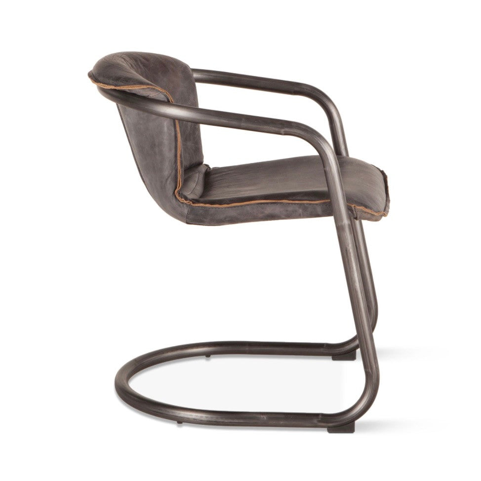 Industrial Loft Metal and Leather Dining Chair Antique Ebony