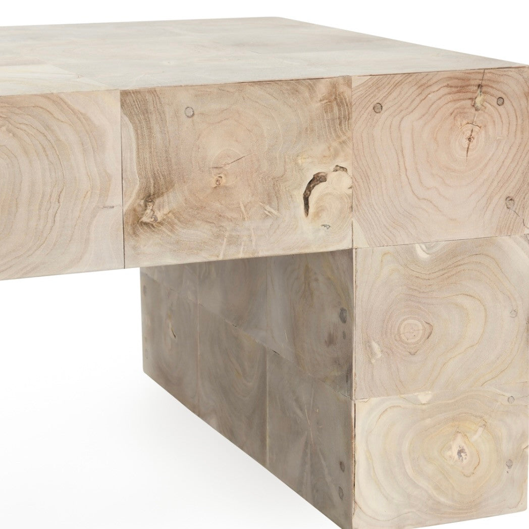 Anders Teak Wood Coffee Table in Cream Wash 51"