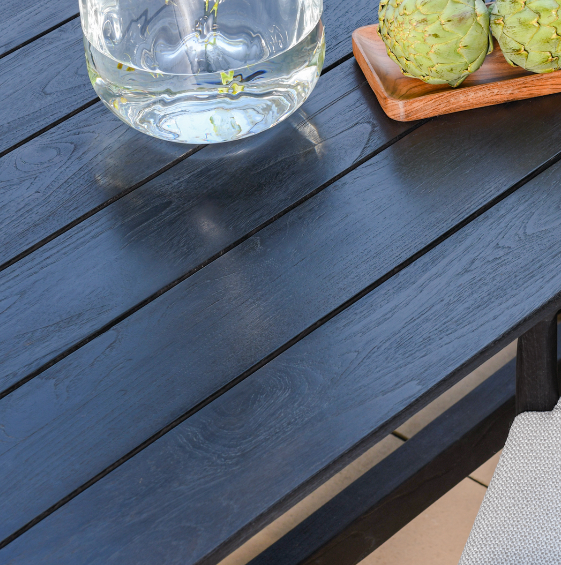 Dawn Teak Wood Outdoor Counter Table in Black 67"