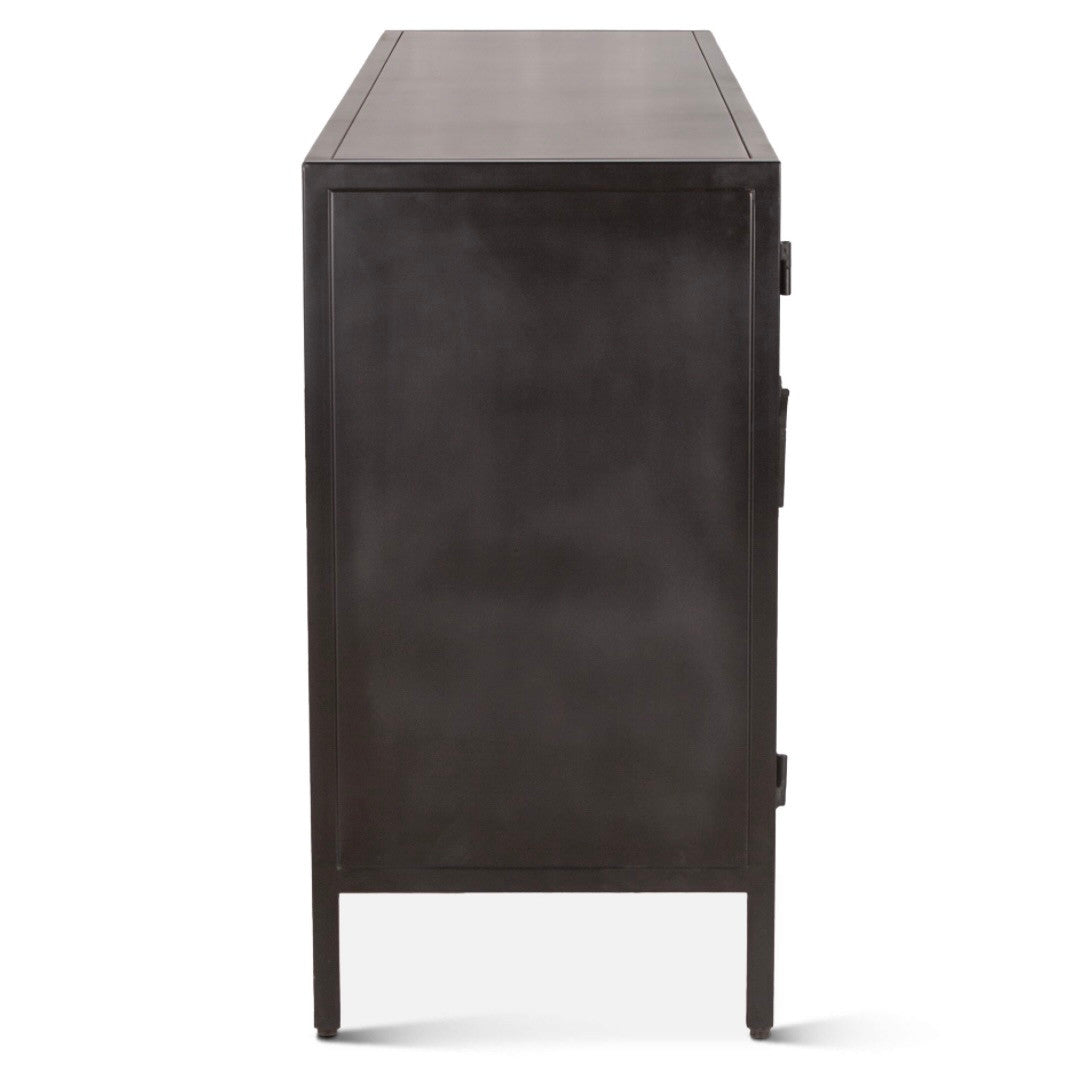 Penelope 63" Iron and Glass Sideboard Matte Black