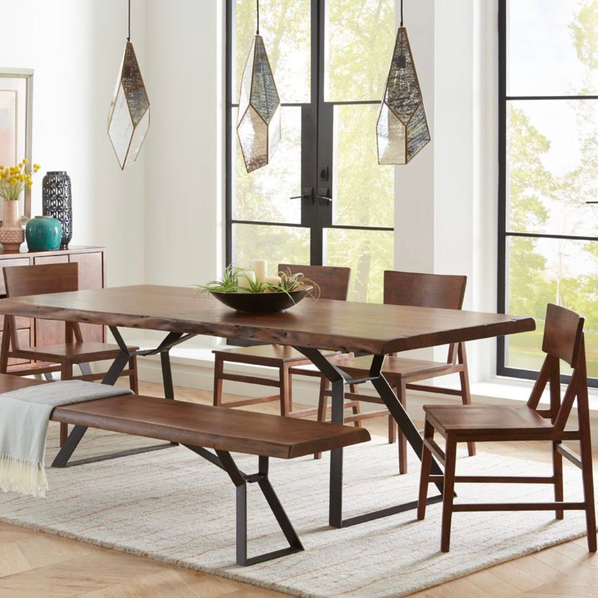 Brooklyn Loft Live Edge Solid Wood Iron Leg Dining Table 106"