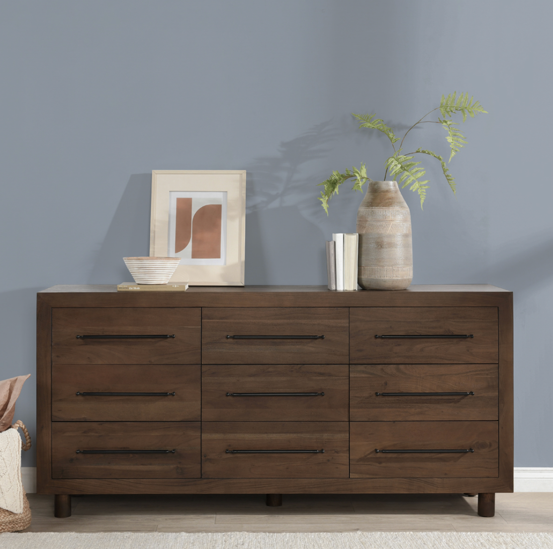 Jackson Acacia Wood 9-Drawer Dresser 78"