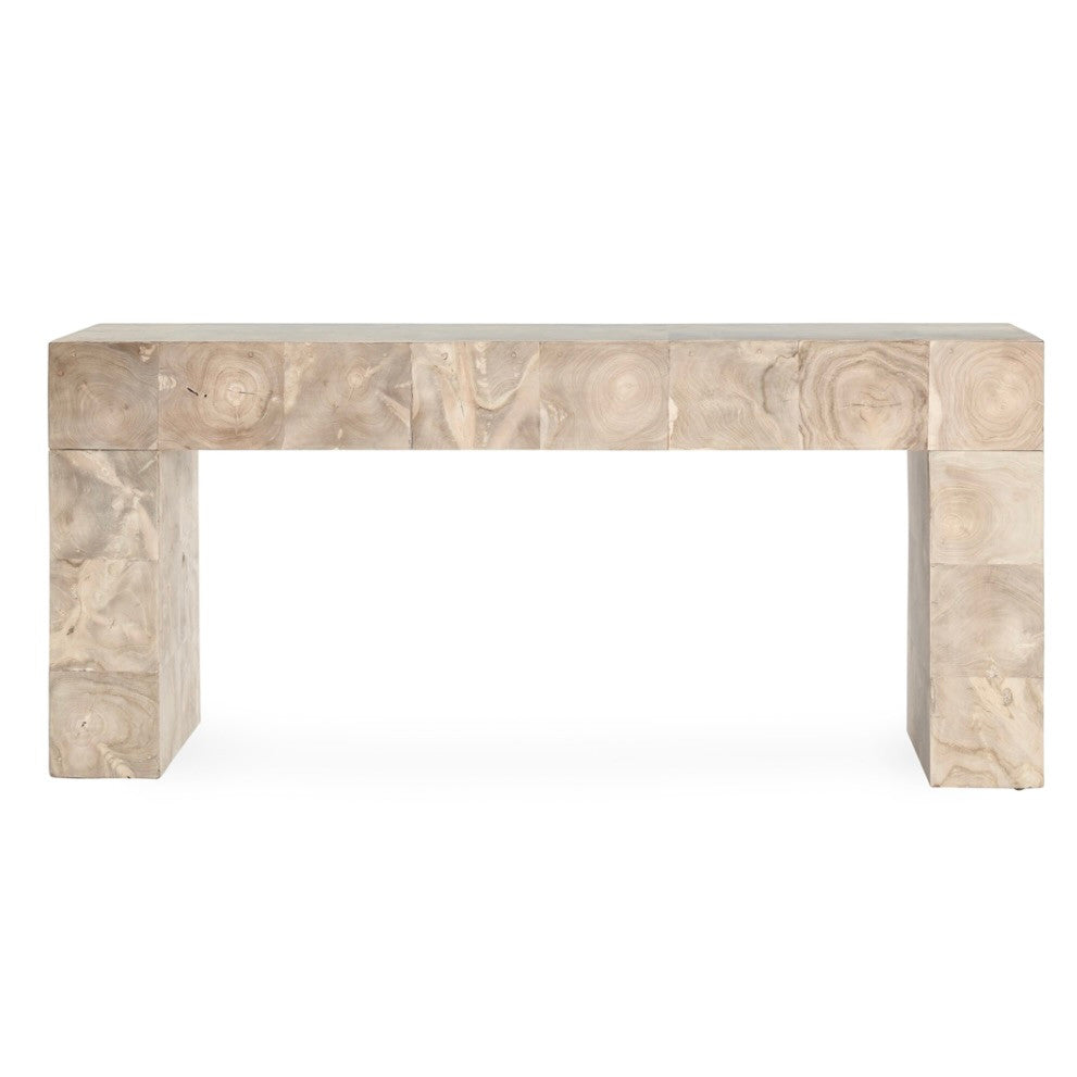 Anders Teak Wood Console Table in Cream Wash 70"