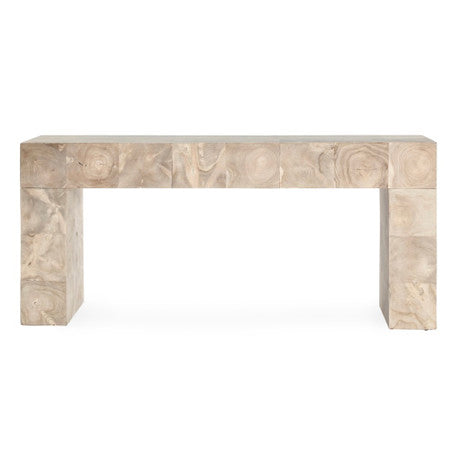 Anders Teak Wood Console Table in Cream Wash 70"