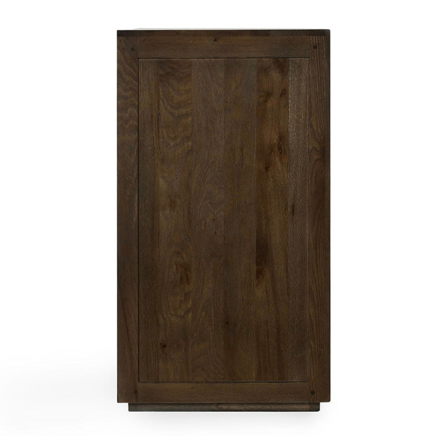 Amy Oak Wood 6 Glass Door Media Cabinet 108"