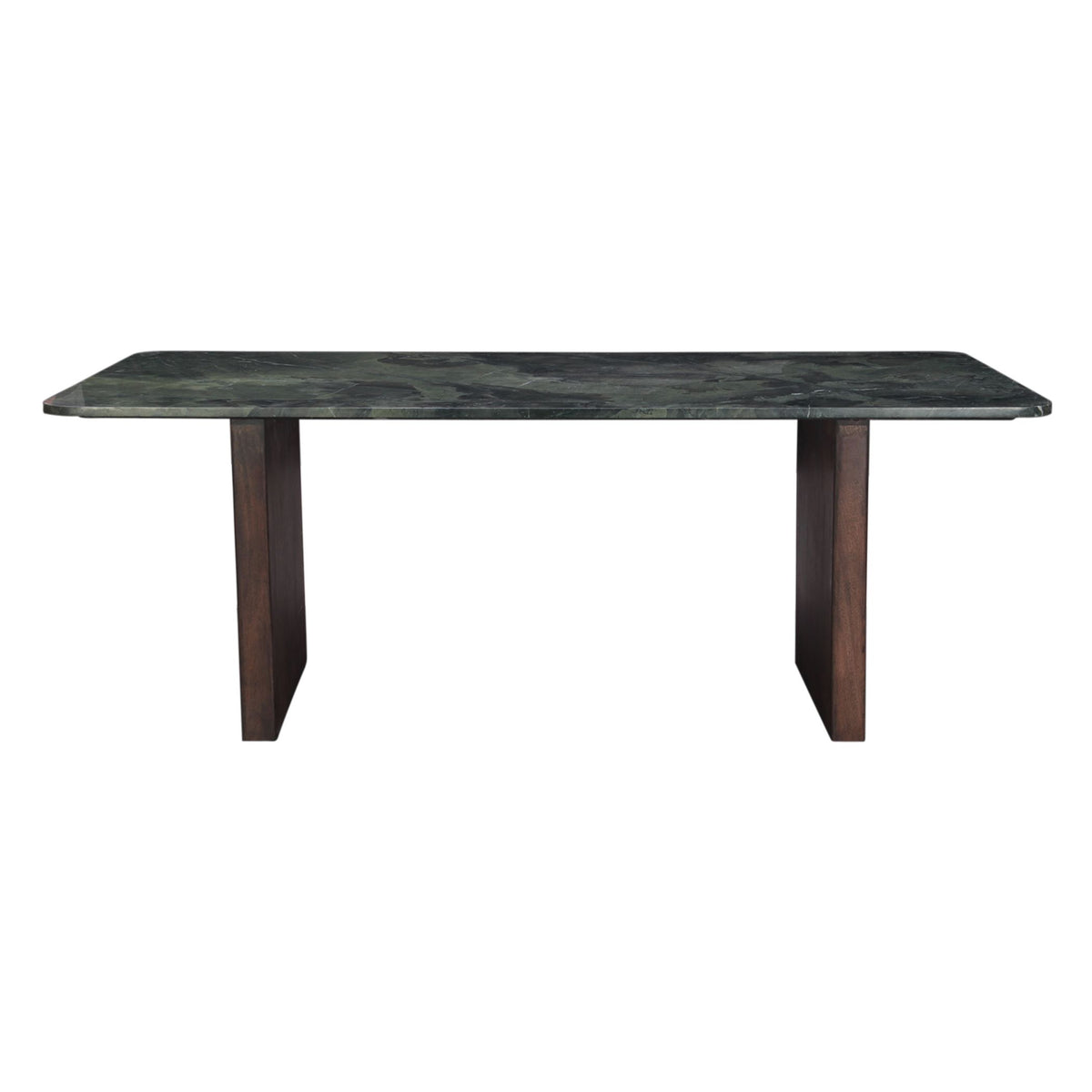 Abstract 76" Dining Table in Green Marble and Dark Mango Base - image 2