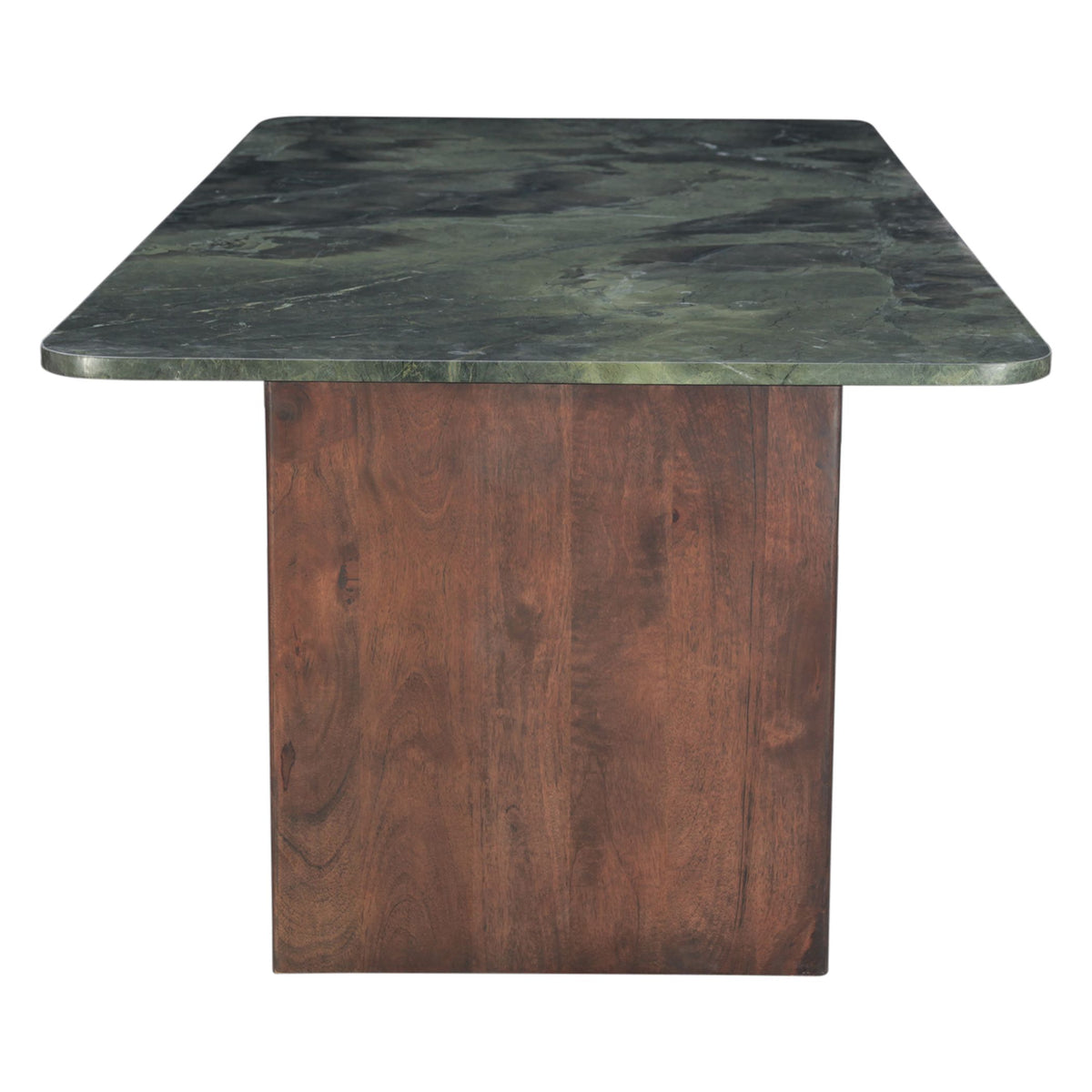 Abstract 76" Dining Table in Green Marble and Dark Mango Base - image 4