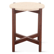 Abstract 18" Side Table with Casted Cement Top and Mango Wood Base