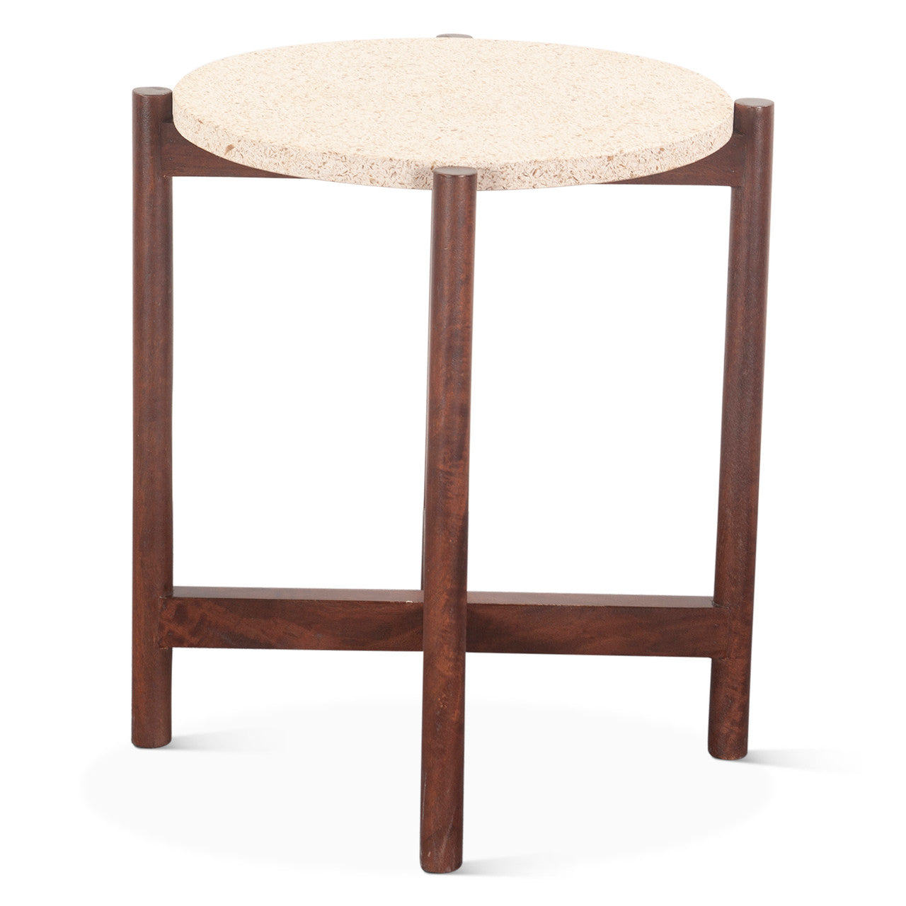 Abstract 18" Side Table with Casted Cement Top and Mango Wood Base
