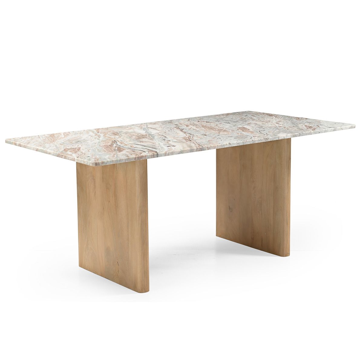 Abra 76" Dining Table in Toronto Marble Top and Light Mango Base - image 2
