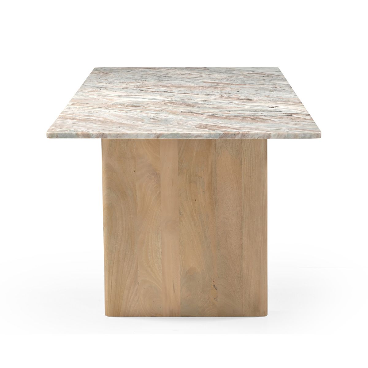 Abra 76" Dining Table in Toronto Marble Top and Light Mango Base - image 4
