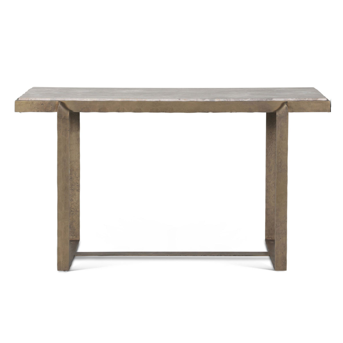 Argos 52" Console Table with Capri Beige Marble Top and Antique Brass Base - image 2