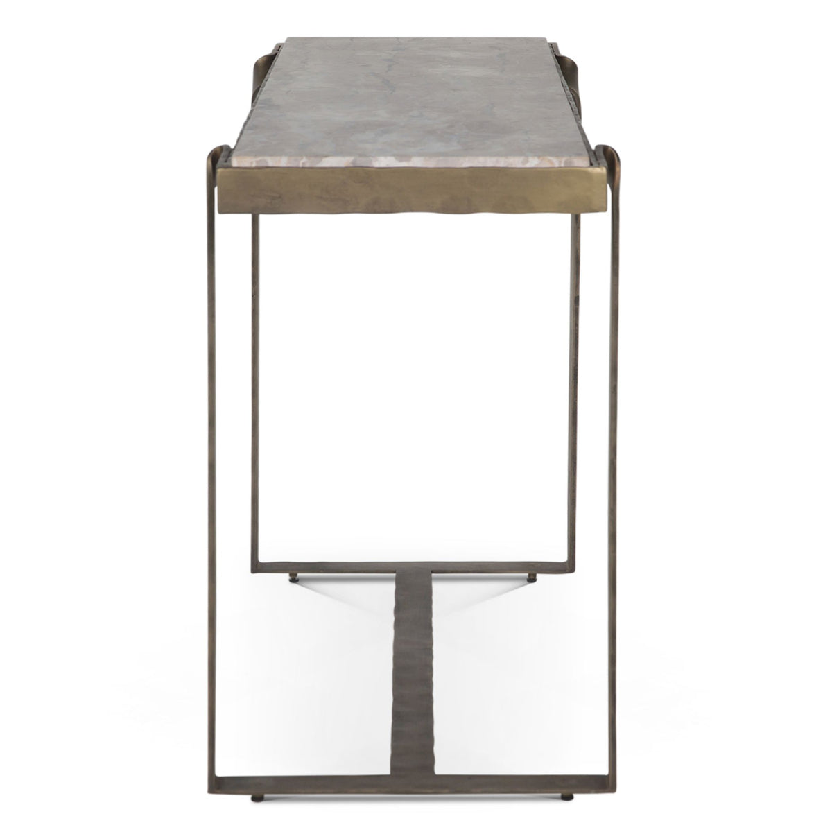 Argos 52" Console Table with Capri Beige Marble Top and Antique Brass Base - image 4