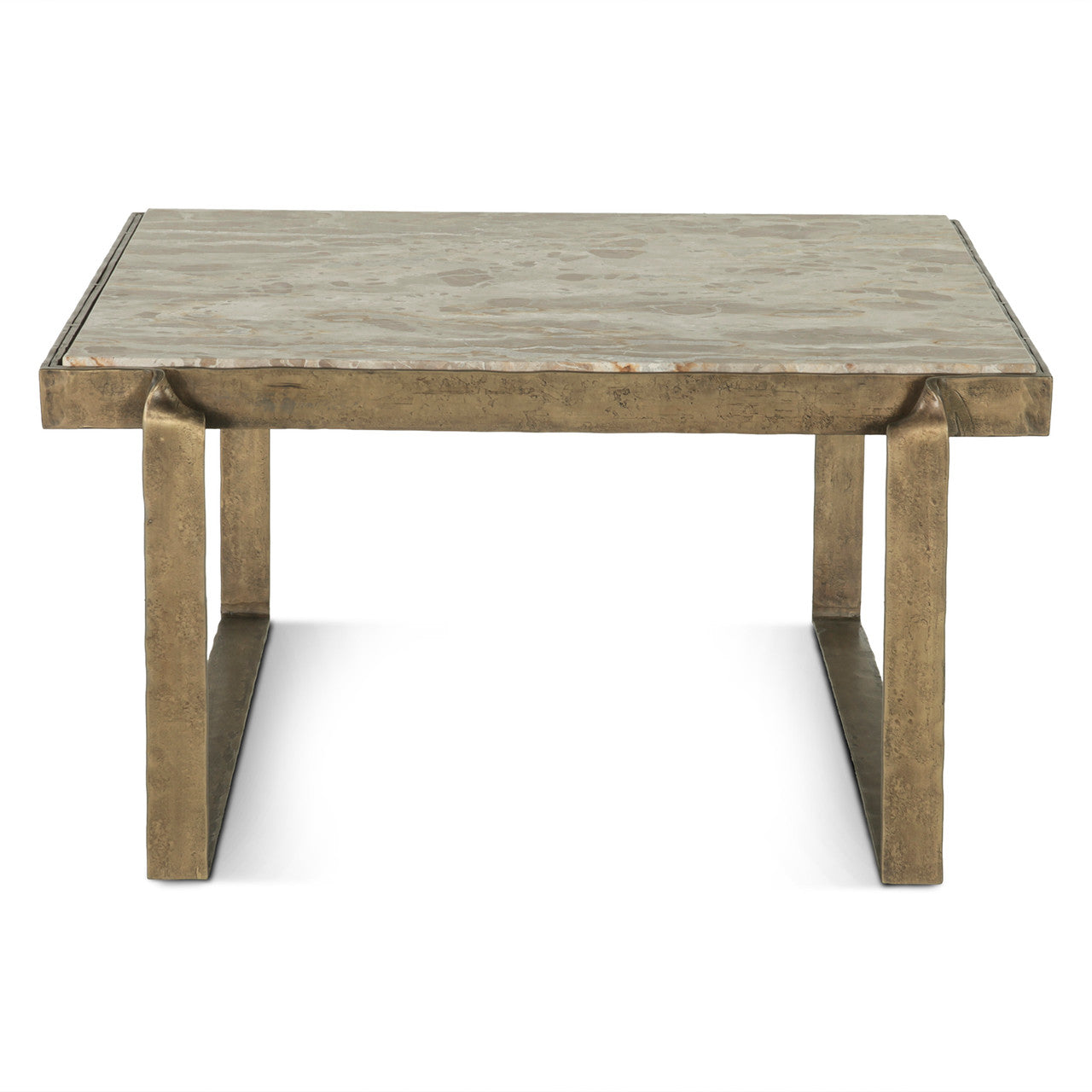 Argos 32" Coffee Table with Marble and Antique Brass