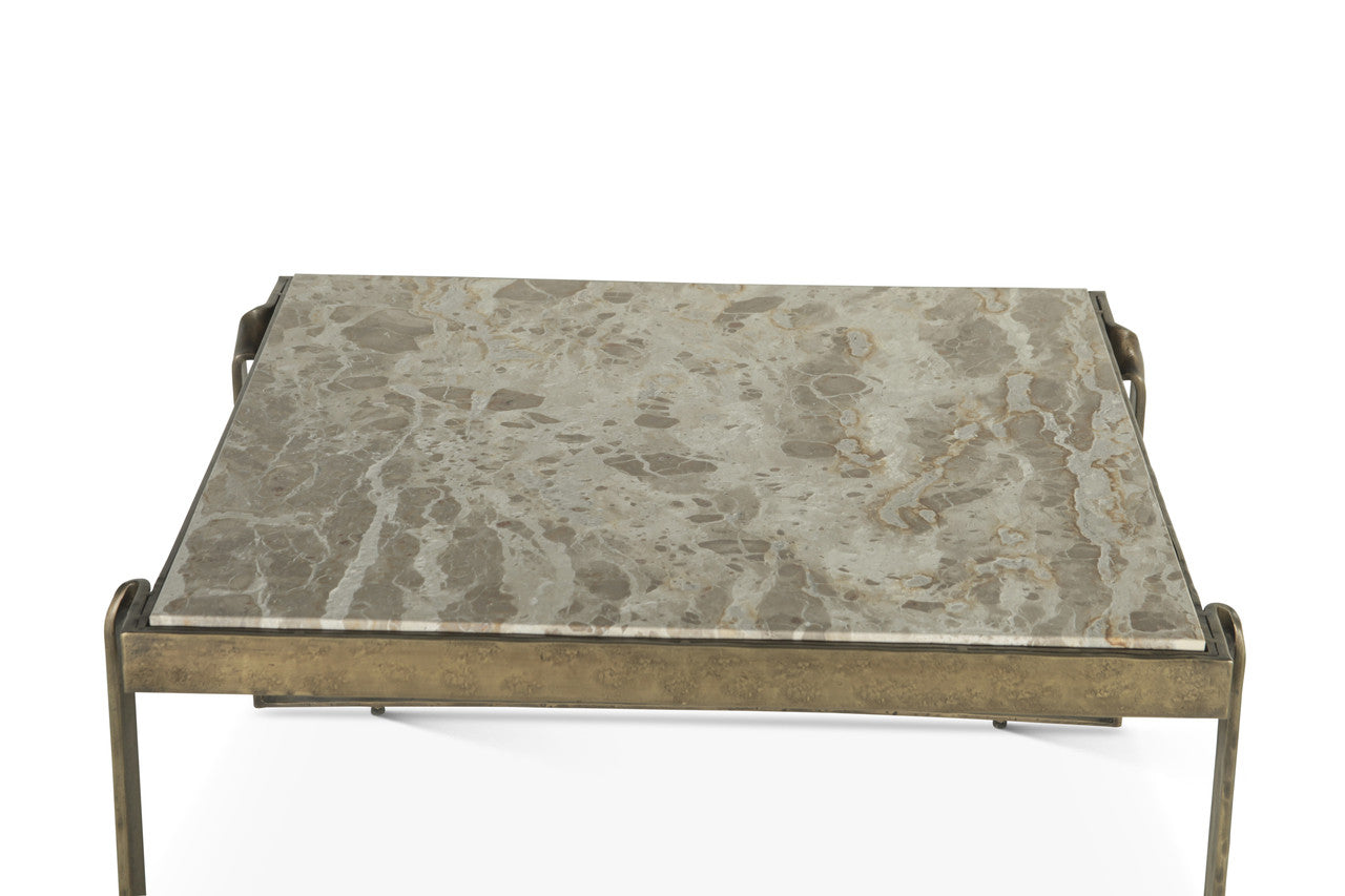 Argos 32" Coffee Table with Marble and Antique Brass