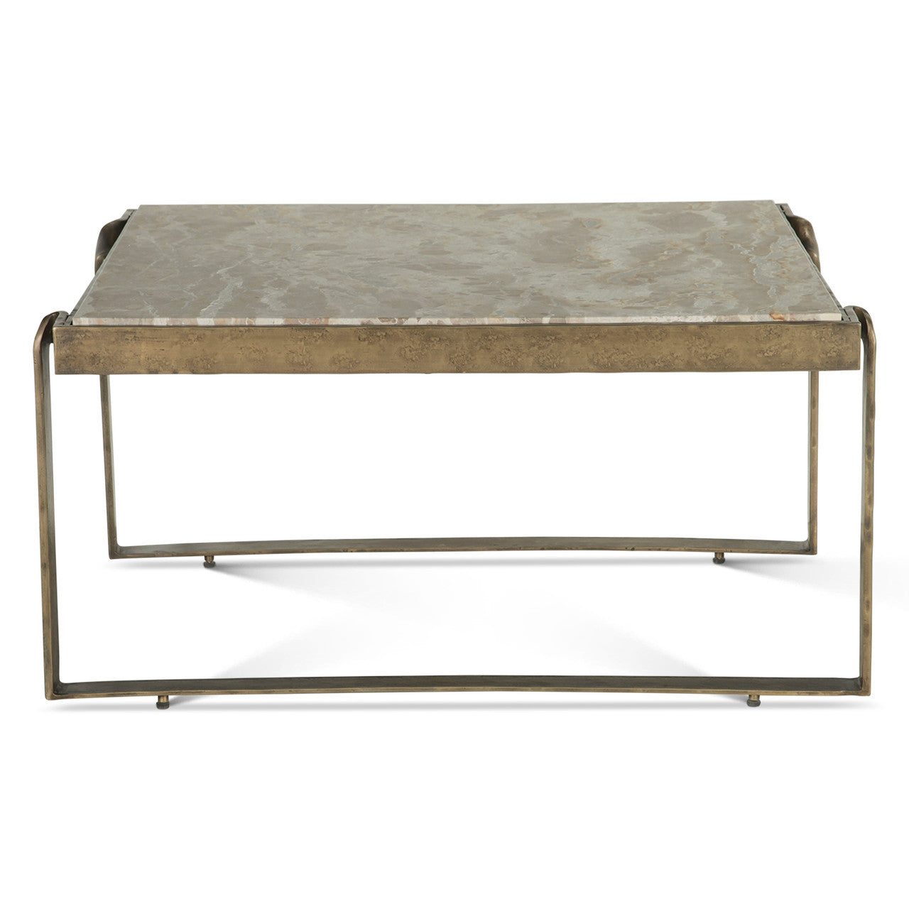Argos 32" Coffee Table with Marble and Antique Brass