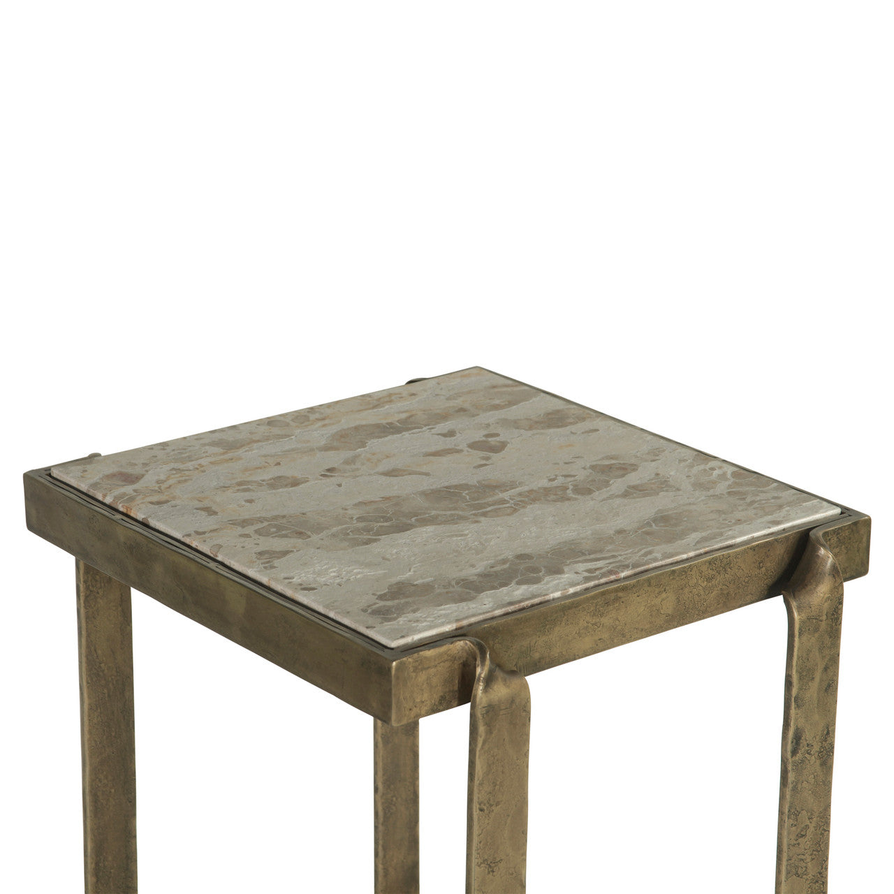 Argos 20" Side Table with Marble and Antique Brass