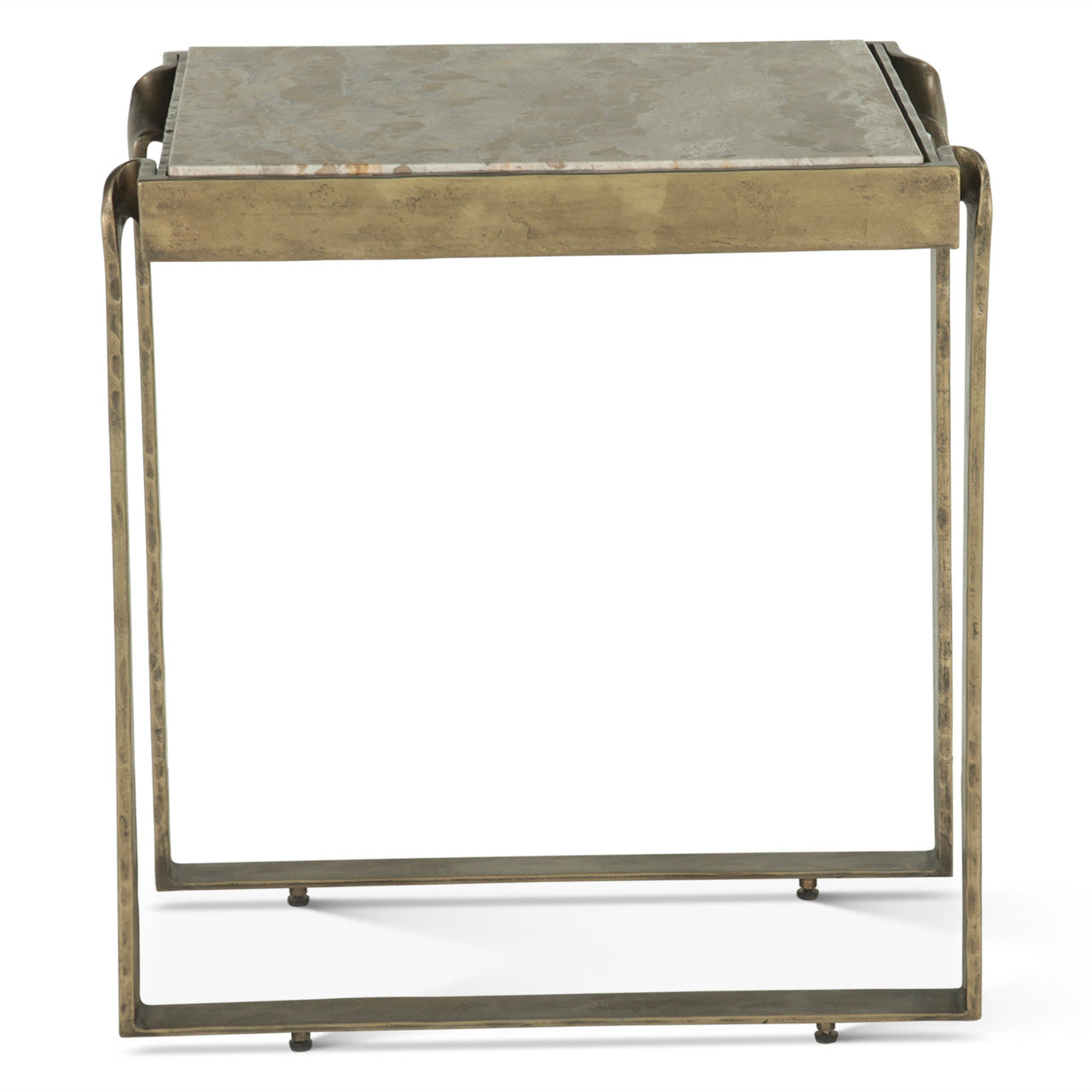 Argos 20" Side Table with Marble and Antique Brass