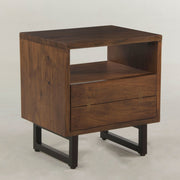 Live Edge Solid Wood & Iron 1 Drawer Nightstand