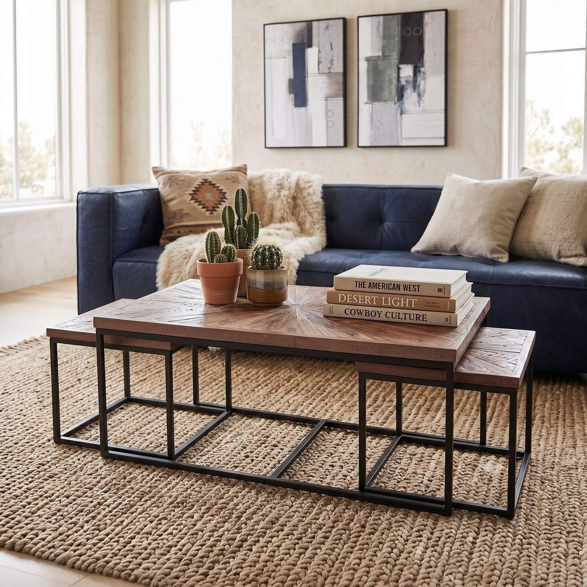 Aster 47" Nesting Coffee Tables in Sunburst Brownstone - image 3