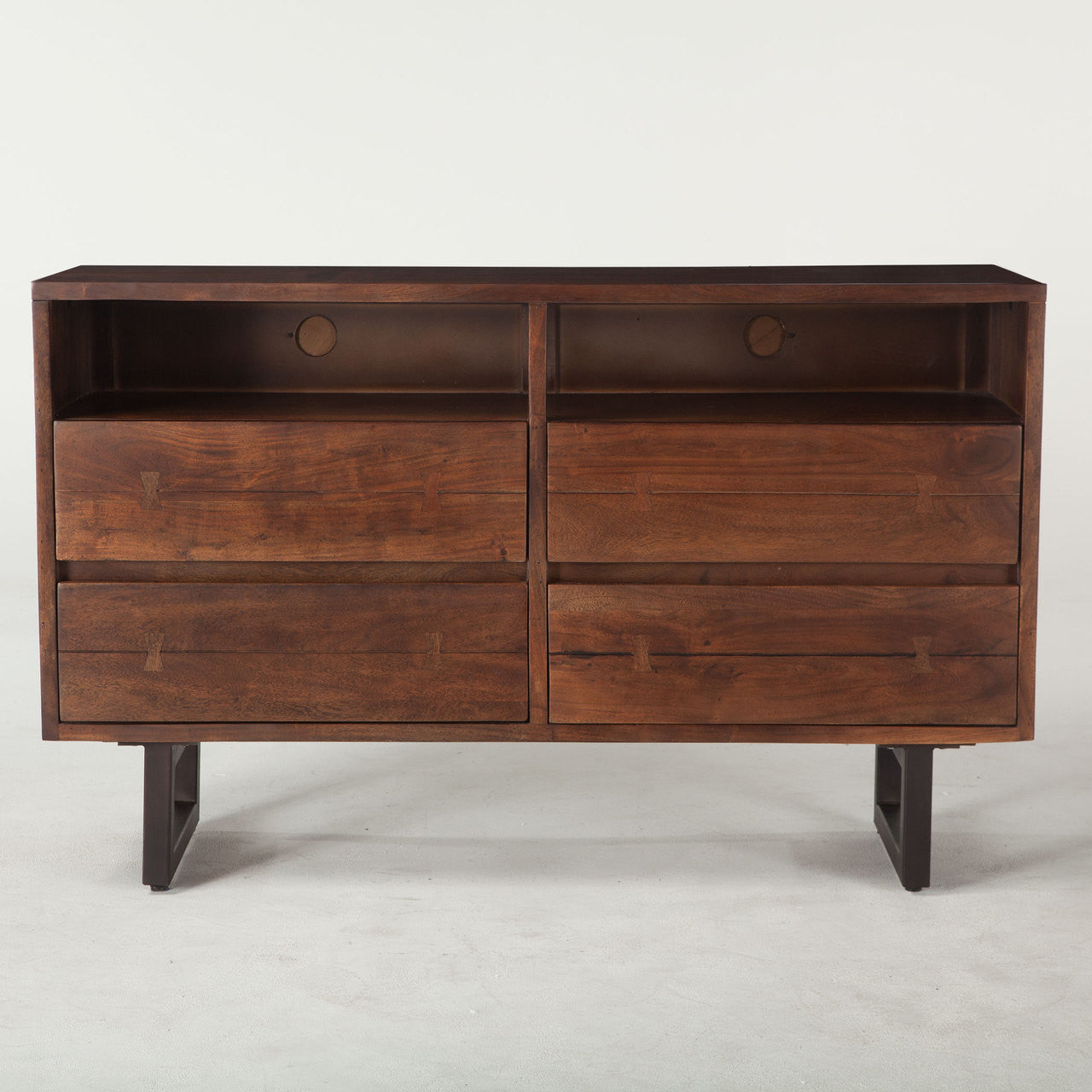 Live Edge Solid Wood & Iron Media Dresser