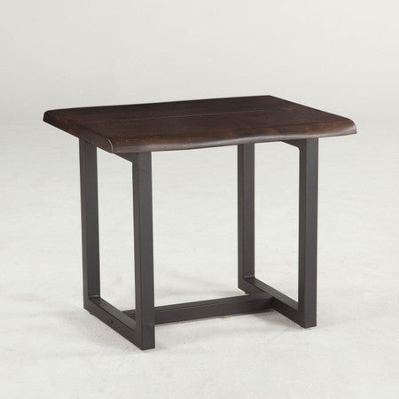 Live Edge Solid Wood & Iron Side Table 28"