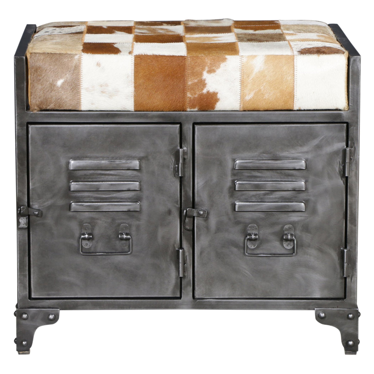 Austin 23" Small Brown Hair on Hide Reclaimed Locker Bench - image 2