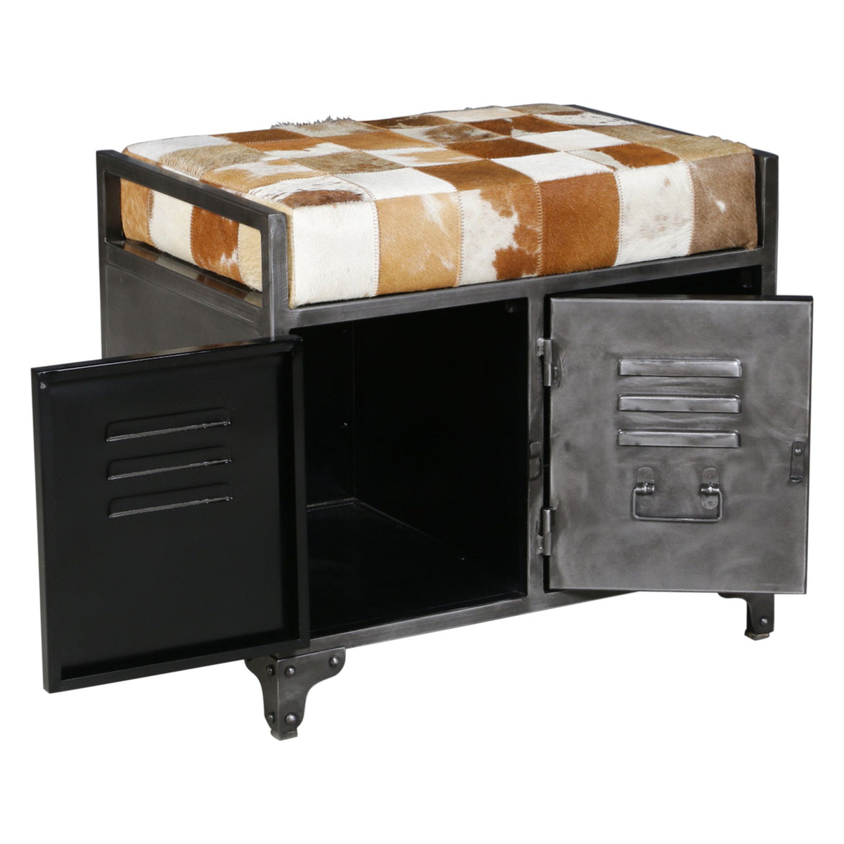 Austin 23" Small Brown Hair on Hide Reclaimed Locker Bench - image 4