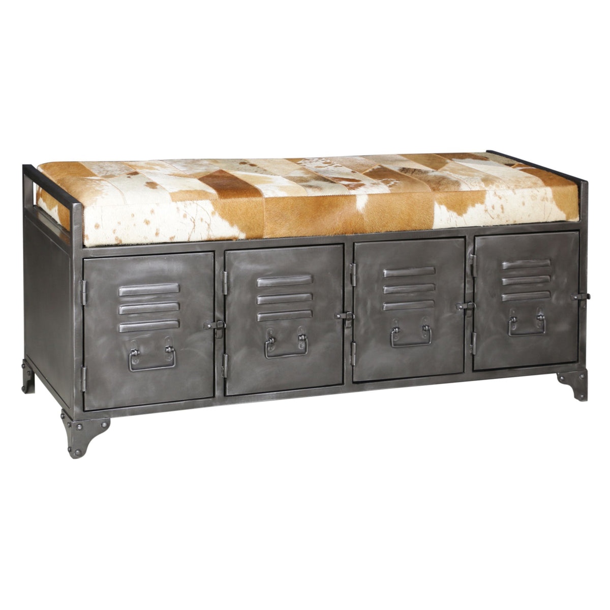 Austin 47" Large Brown Hair on Hide Reclaimed Locker Bench - image 2