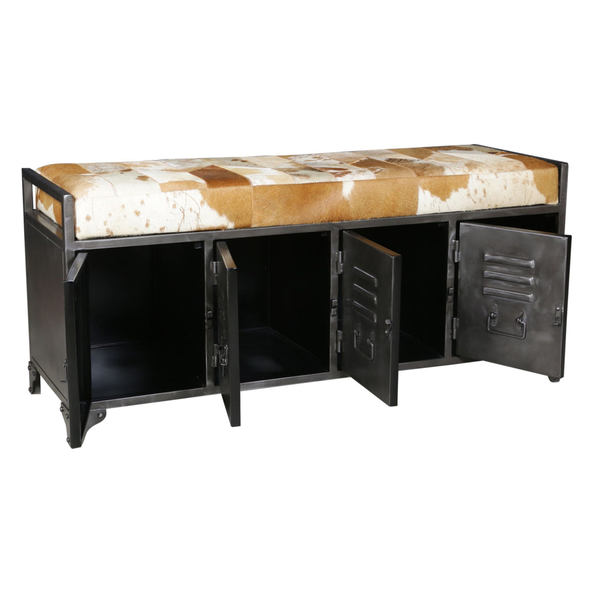 Austin 47" Large Brown Hair on Hide Reclaimed Locker Bench - image 4