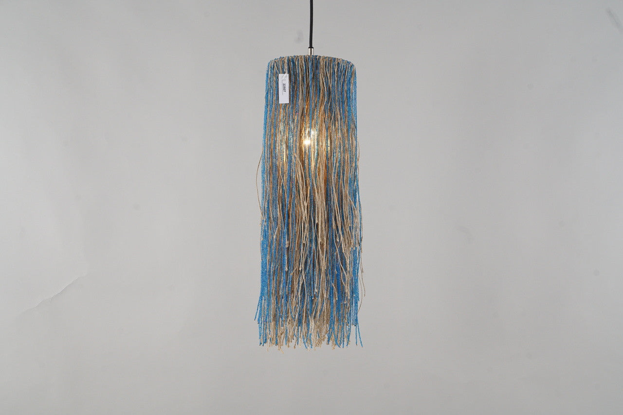 Boho Glass Bead Pendant Blue