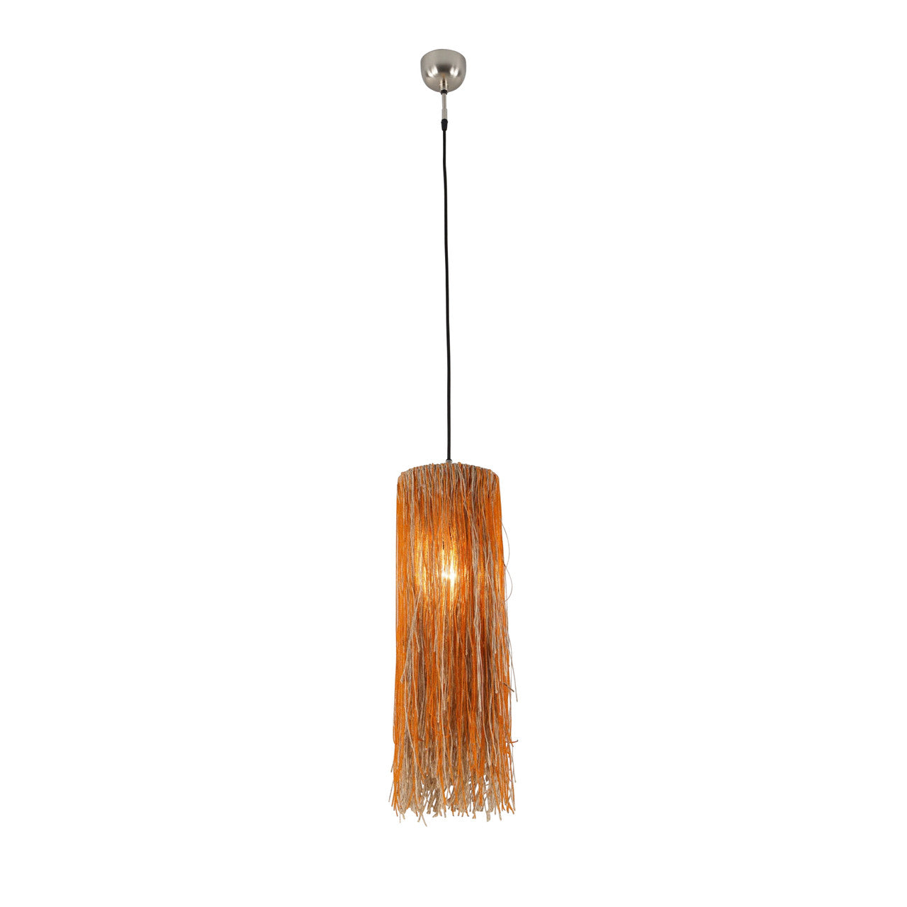 Boho Glass Bead Pendant- Orange