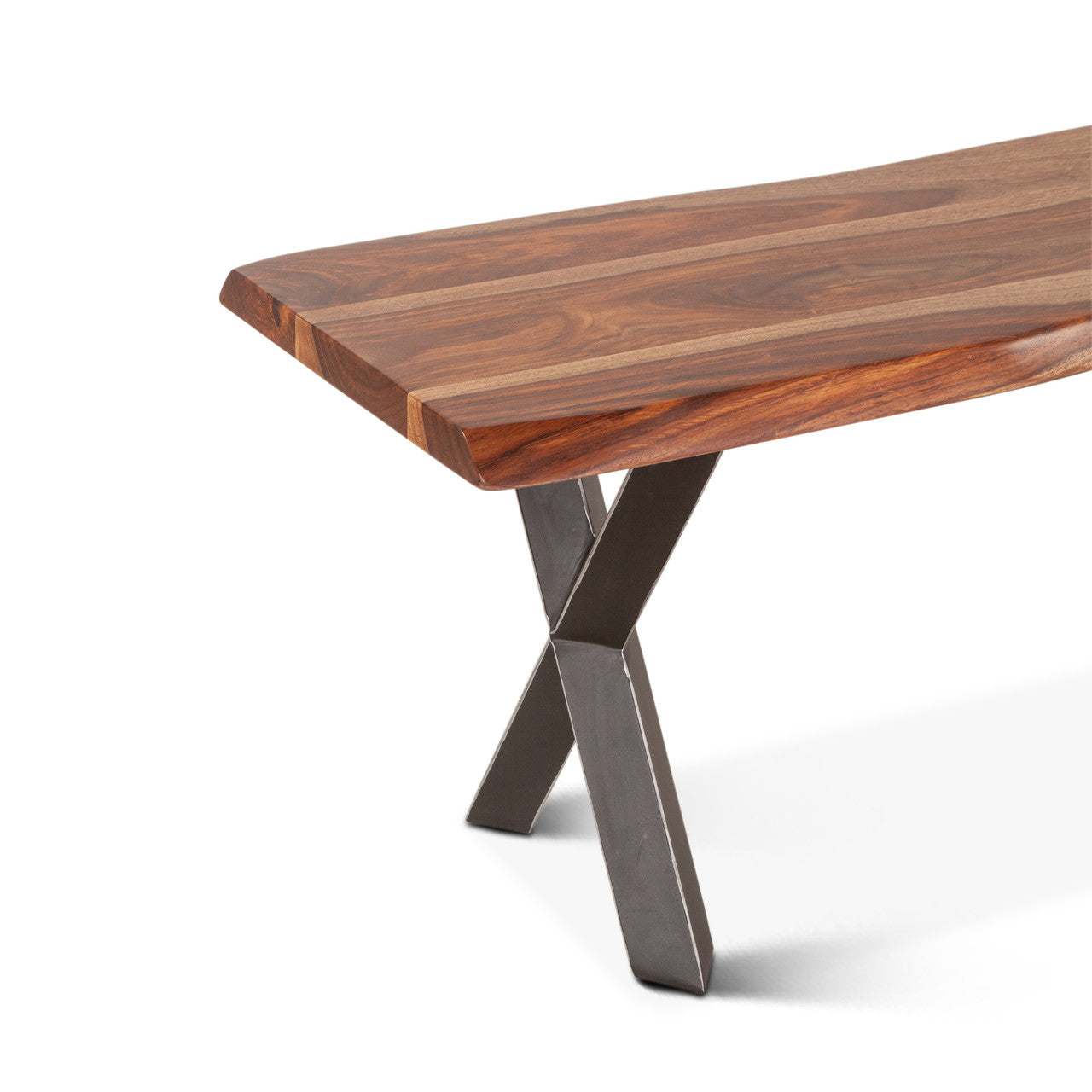 Brisbane 68" Dining Bench in Natural Sheesham Wood and Iron