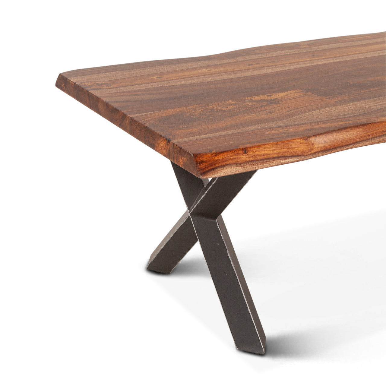 Brisbane 46" Coffee Table in Natural Sheesham Wood and Iron