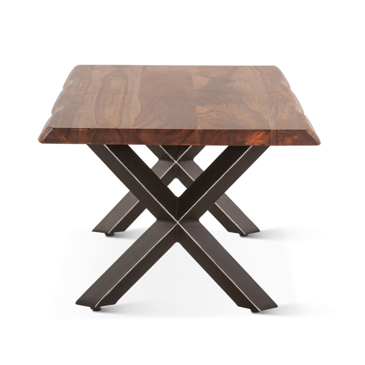 Brisbane 46" Coffee Table in Natural Sheesham Wood and Iron