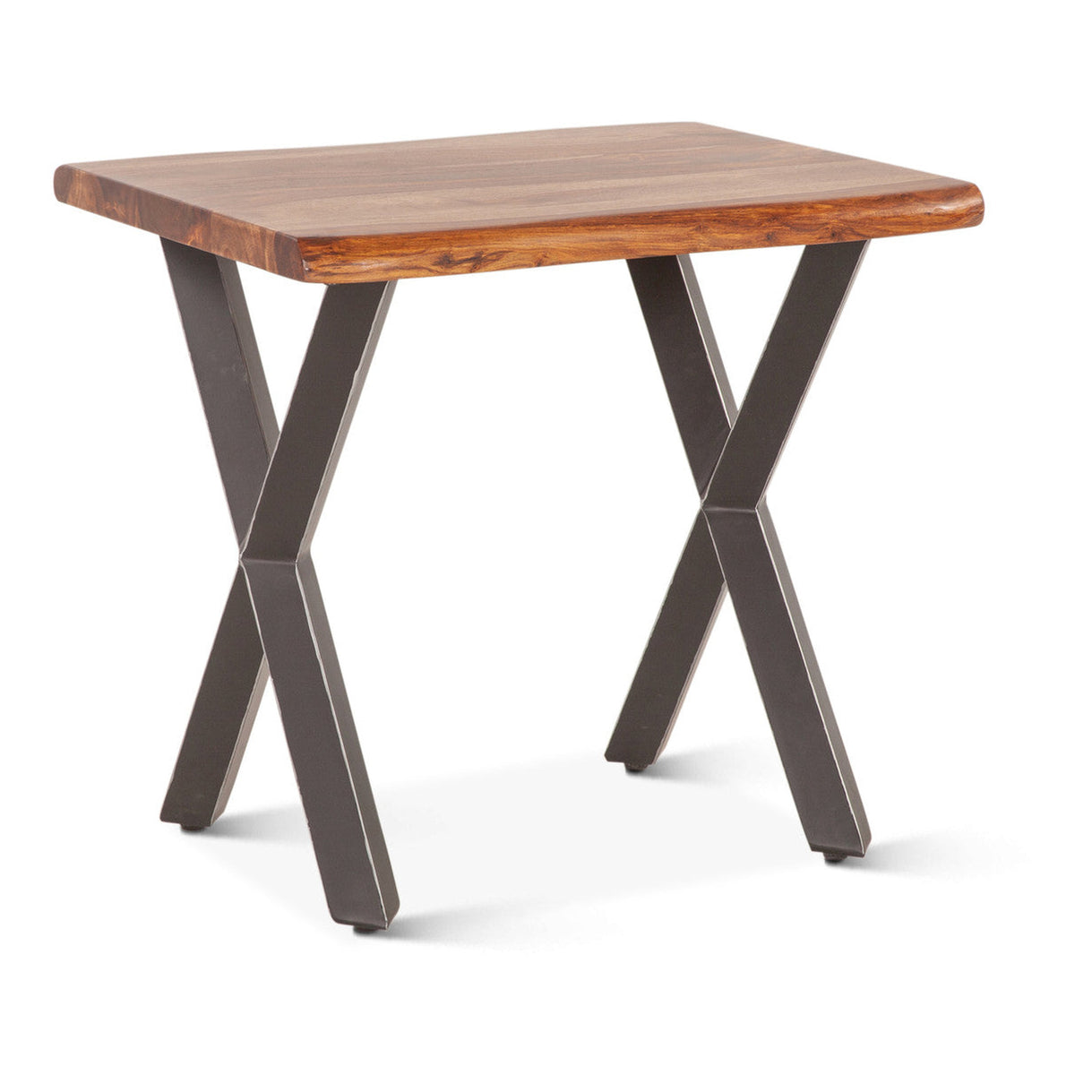 Brisbane 26" Side Table in Natural Sheesham Wood and Iron