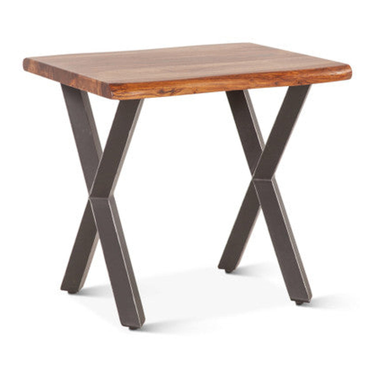 Brisbane 26" Side Table in Natural Sheesham Wood and Iron