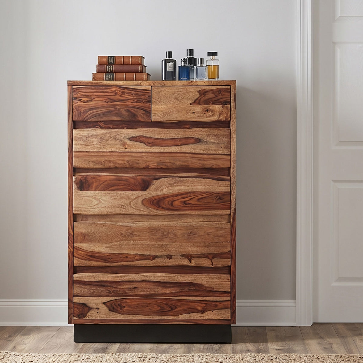 Brisbane 34" Tall Chest with Plinth Base in Natural Sheesham - image 3