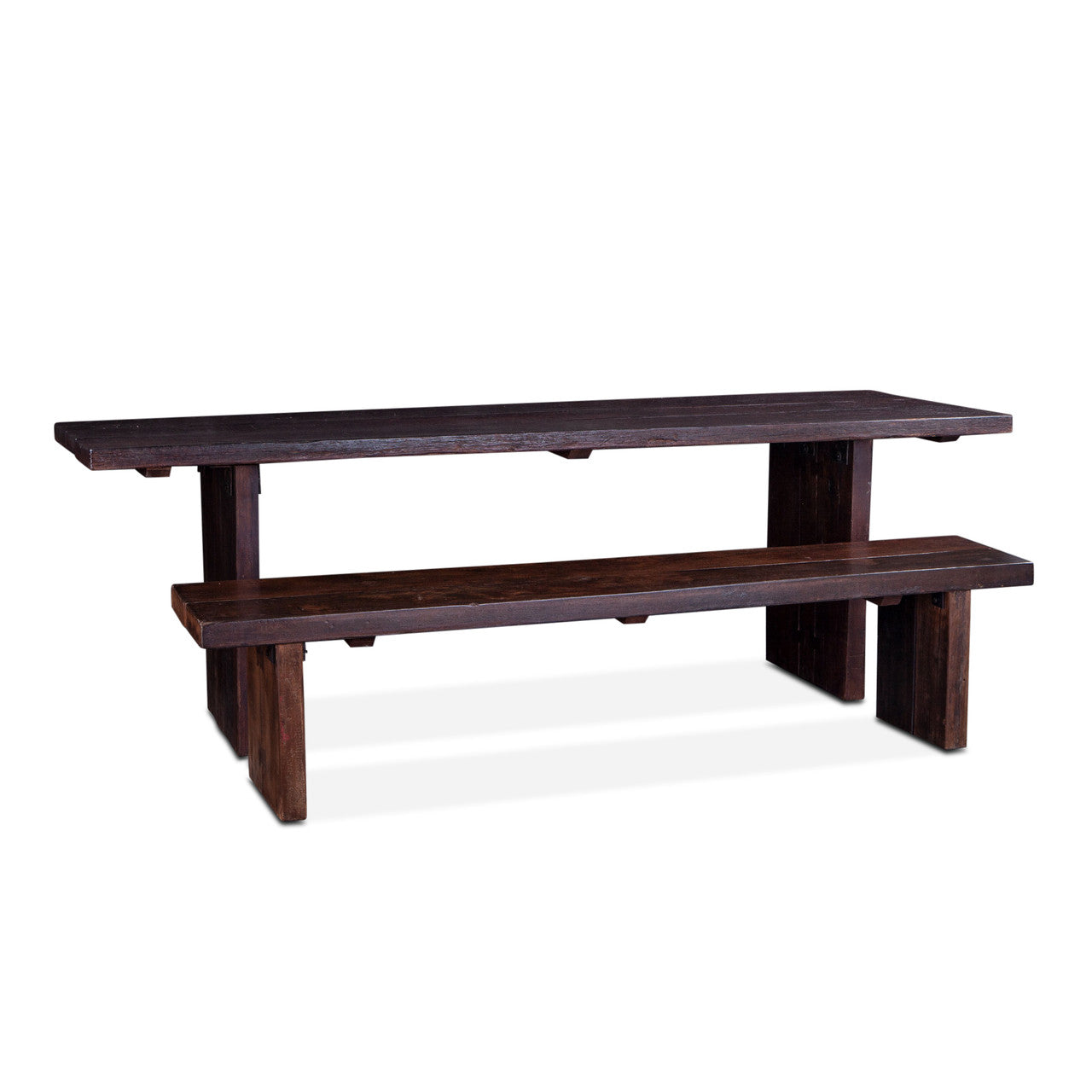 Barnwood Slabs 94" Reclaimed Wood Dining Table in Jacobean Brown