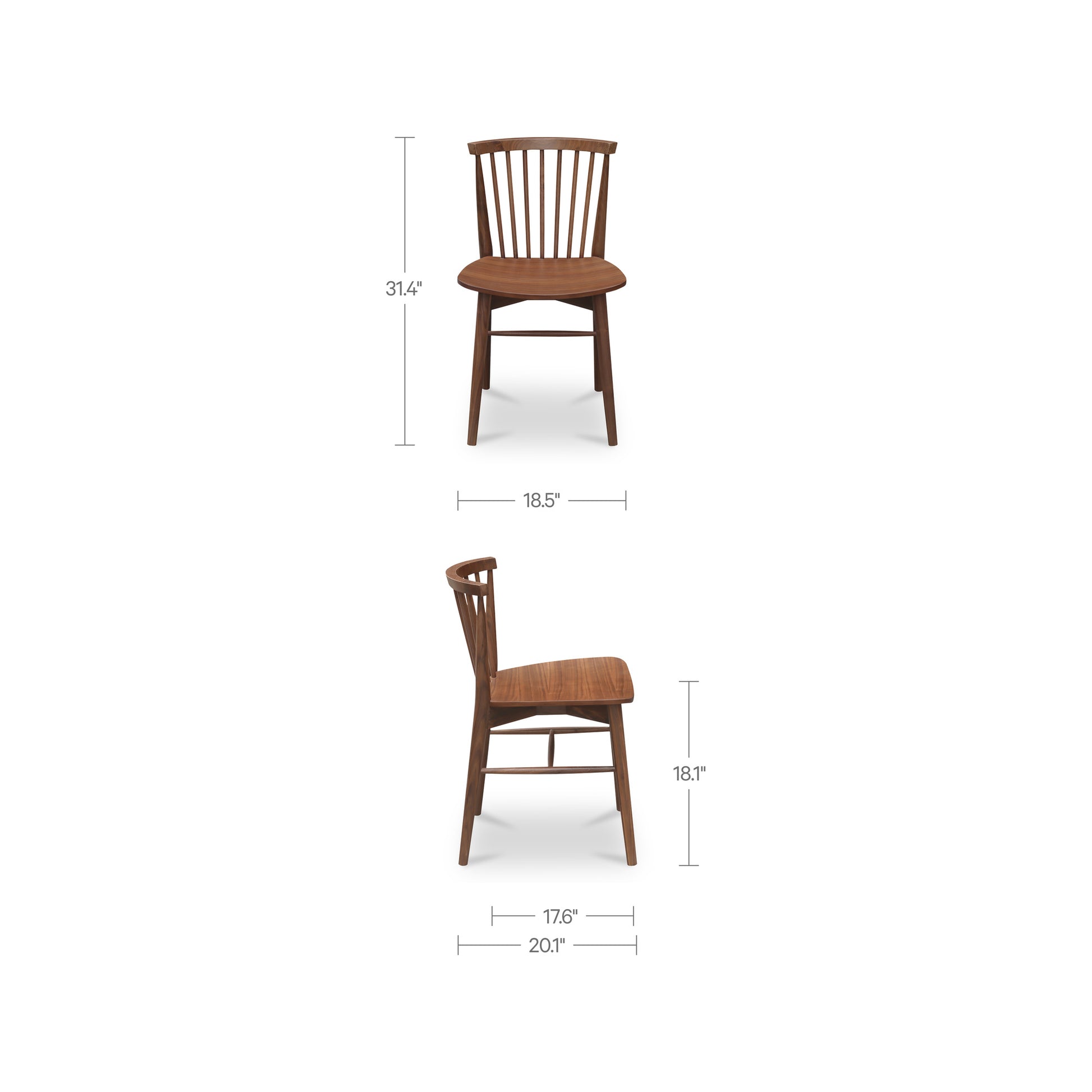 Marley Dining Chair Walnut-Set of Two by Moe's Home Collection - view 3