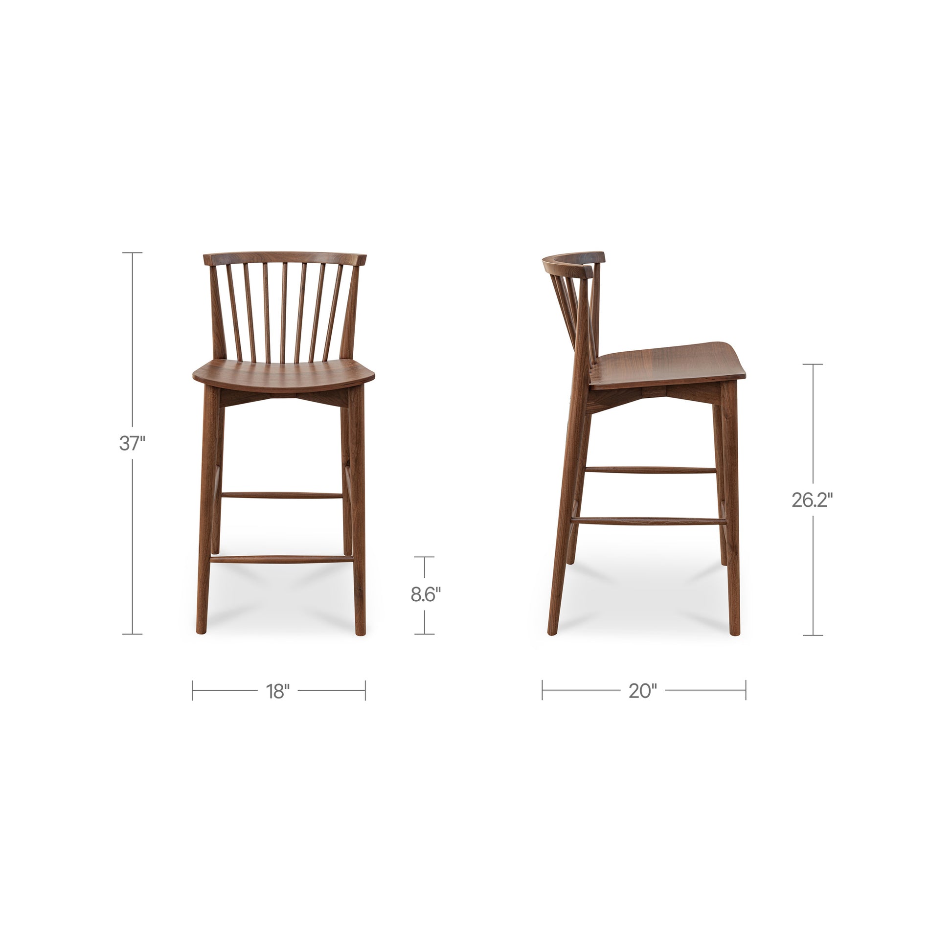 Marley Counter Stool Walnut by Moe's Home Collection - view 3