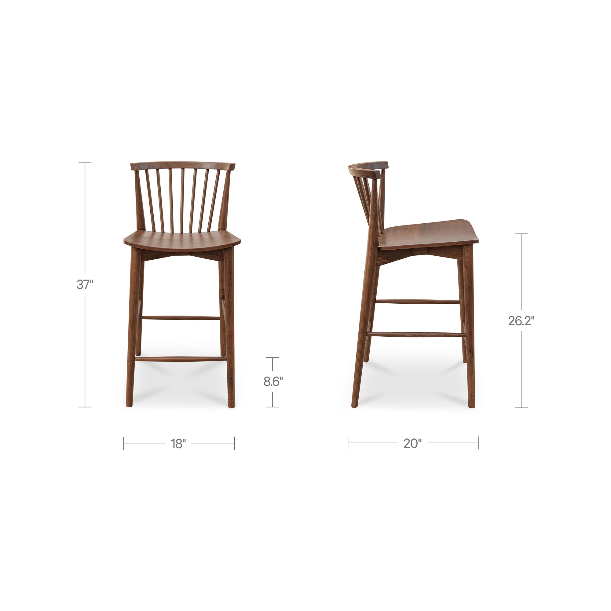 Marley Counter Stool Walnut by Moe's Home Collection - view 3