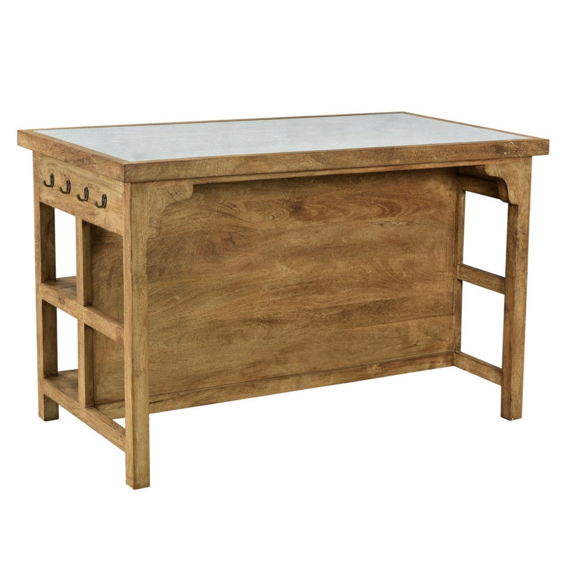 Belding Stone and Mango Wood Kitchen Island 58"