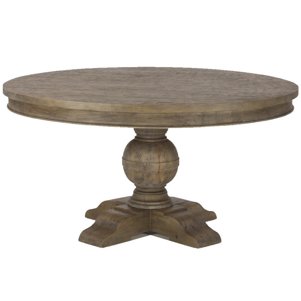 French Urn Solid Wood Pedestal Round Dining Table 72"