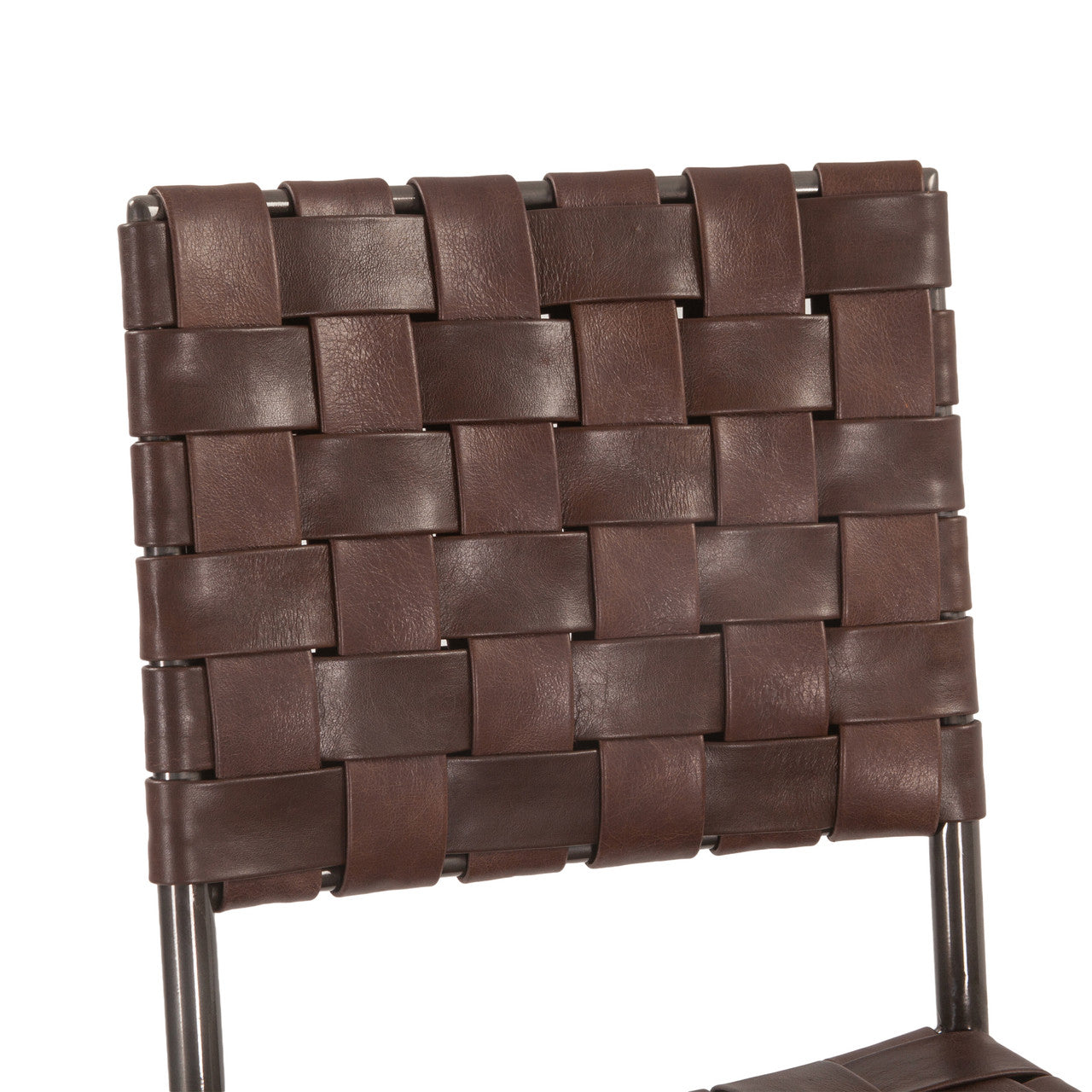 Copenhagen 17" Bar Chair in Brown Buffalo Leather and Iron