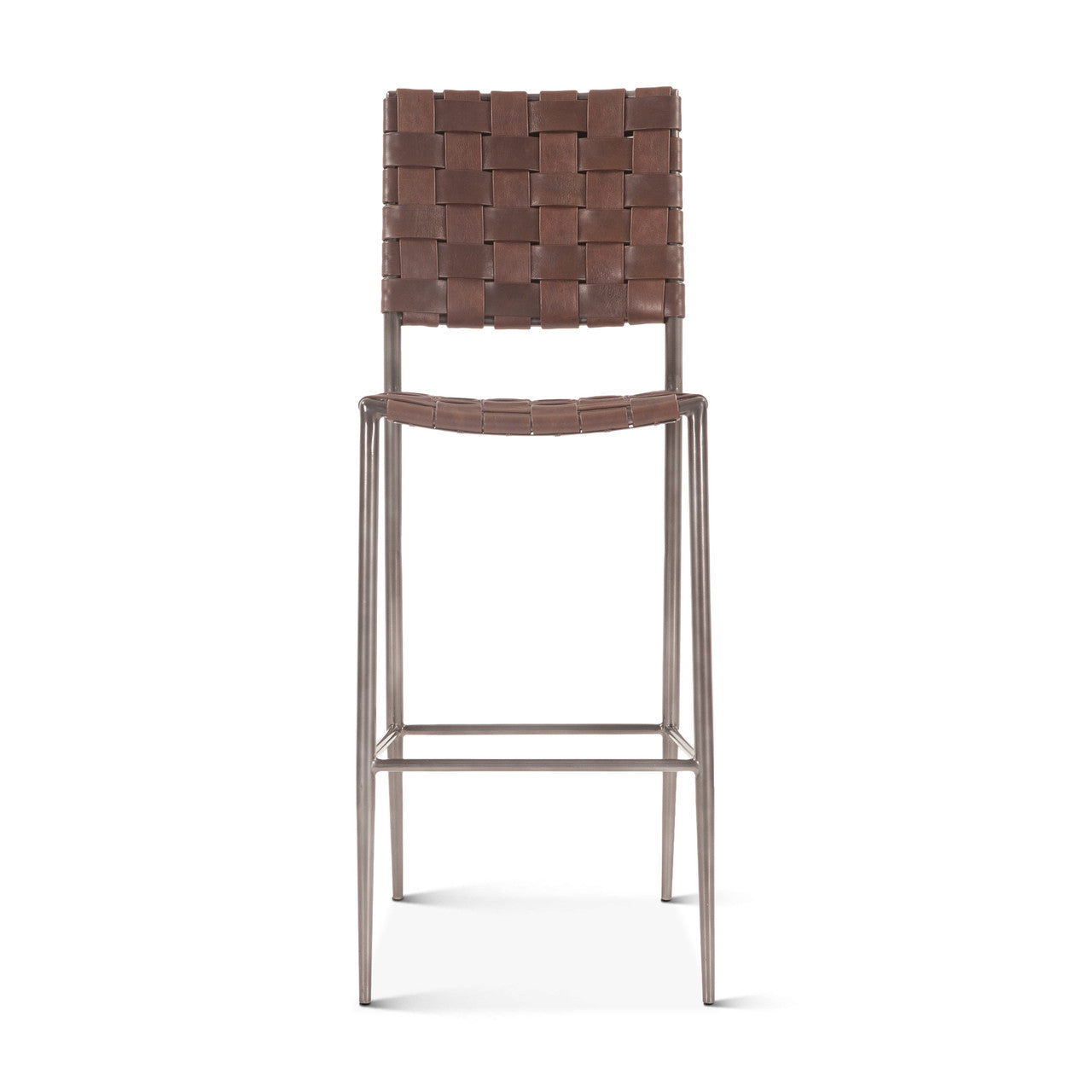 Copenhagen 17" Bar Chair in Brown Buffalo Leather and Iron