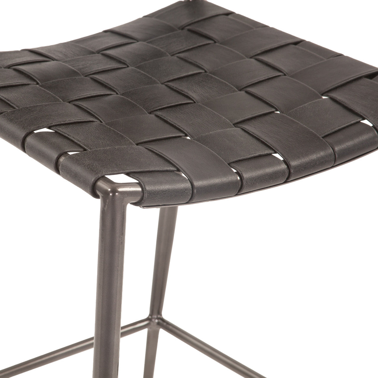 Copenhagen 17" Counter Chair in Black Buffalo Leather and Iron