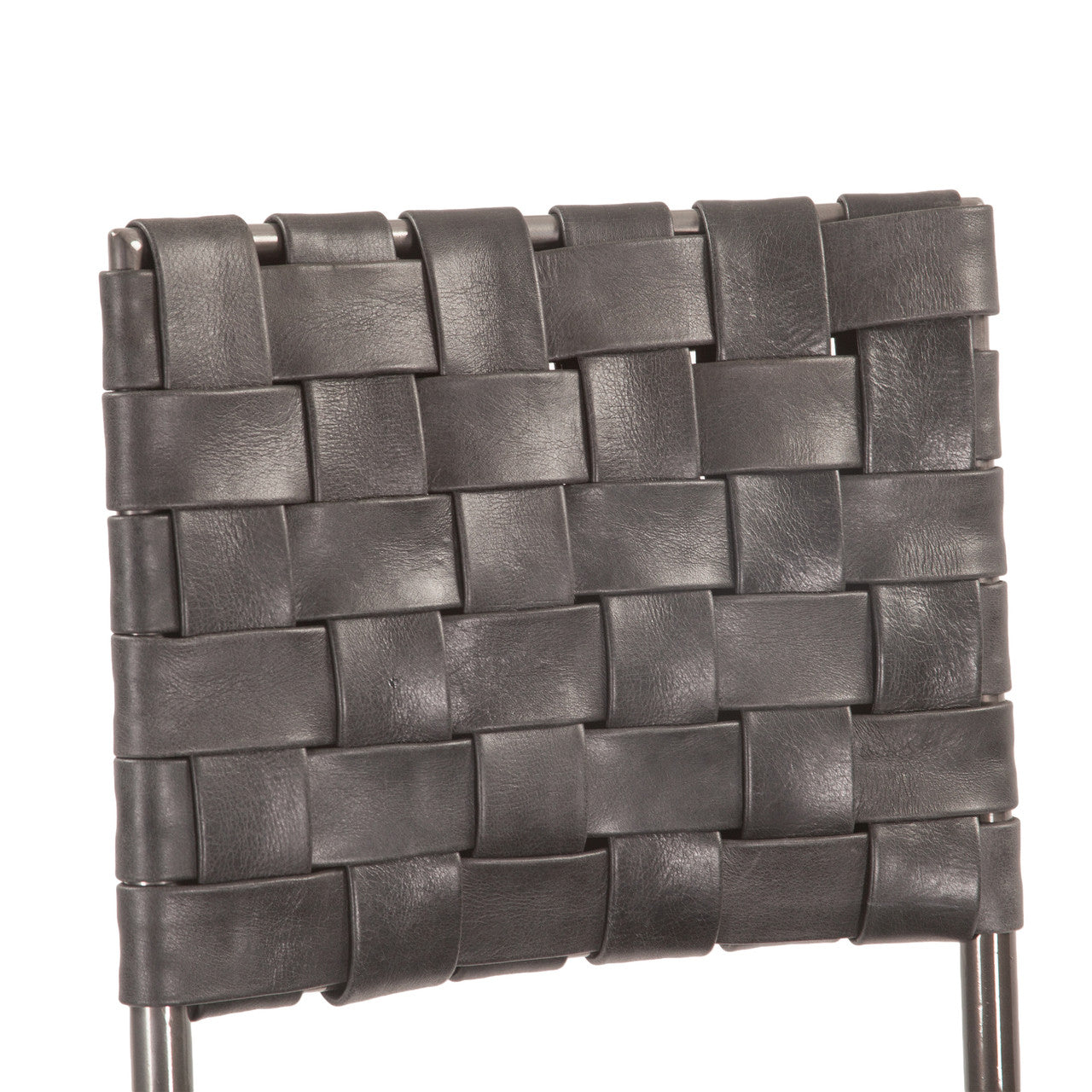 Copenhagen 17" Counter Chair in Black Buffalo Leather and Iron